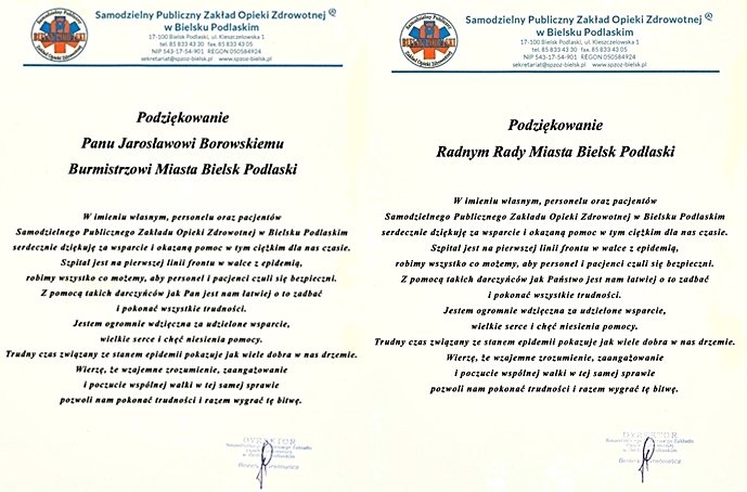 Dyplomy z podziękowaniami dla burmistrza i radnych