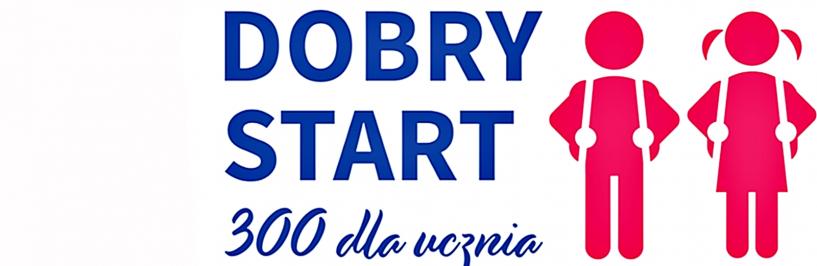 logotyp programu "dobry start" z piktogramem chłopca i dziewczynki