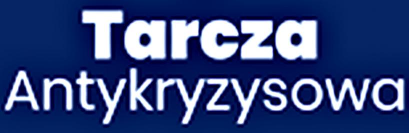 niebielskie logo z białym napisem "Tarcza Antykryzysowa"